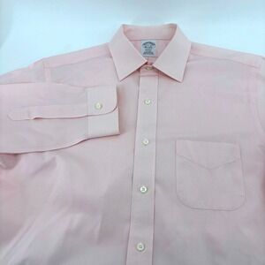 Brooks Brothers Mens Button Down Shirt Pink Traditional Fit Long Sleeve Sz 16 34